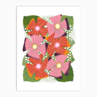Fresh Pink Red And White Flower Bouquet  Art Print
