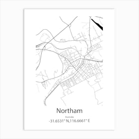 Northam,Australia Minimalist Map Art Print