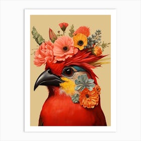 Bird With A Flower Crown Cardinal 1 Art Print