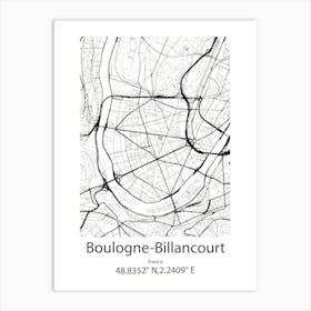 Boulogne Billancourt,France Minimalist Map Art Print