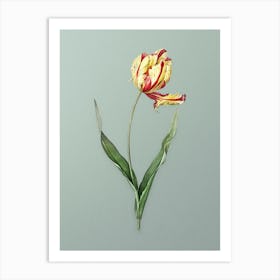 Vintage Didier's Tulip Botanical Art on Mint Green n.0336 Art Print