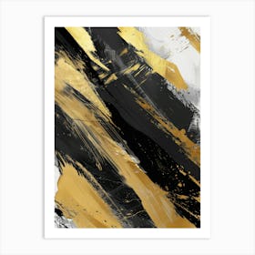 Abstract Gold And Black Painting 2 Art Print