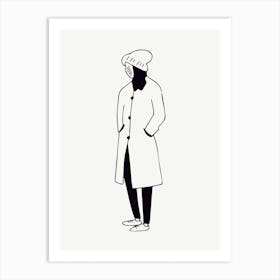 Portrait Of A Woman Fashion Monoline Art Print