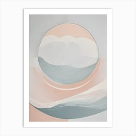 Billow - True Minimalist Calming Tranquil Pastel Colors of Pink, Grey And Neutral Tones Abstract Painting for a Peaceful New Home or Room Decor Circles Clean Lines Boho Chic Pale Retro Luxe Famous Peace Serenity Art Print