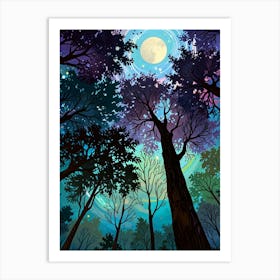 Moonlight In The Forest 2 Art Print