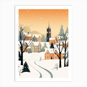 Retro Winter Illustration Canterbury United Kingdom 4 Art Print