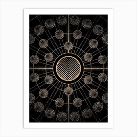 Geometric Glyph Radial Array in Glitter Gold on Black n.0108 Art Print