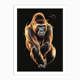 Gorilla In Flames Art Print