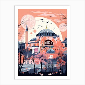 Hagia Sophia   Istanbul, Turkey   Cute Botanical Illustration Travel 0 Art Print