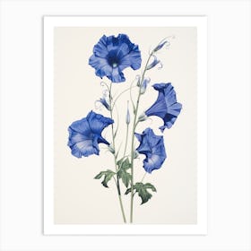Blue Botanical Canterbury Bells 1 Art Print