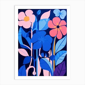 Blue Flower Illustration Impatiens 3 Art Print