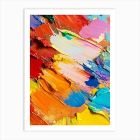 Palette With Mixed Bright Paints Art Print