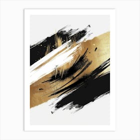 Gold And Black Brush Strokes 24 Art Print