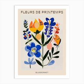 Spring Floral French Poster  Bluebonnet 3 Art Print