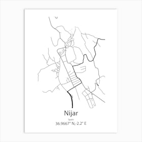 Nijar,Spain Minimalist Map Art Print