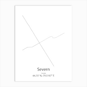 Severn,Canada Minimalist Map Art Print