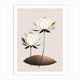 Lotus Flowers In Park Retro Minimal 8 Art Print