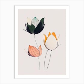 Lotus Flower Petals Minimal Line Drawing 2 Art Print