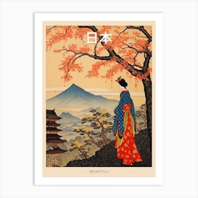 Mount Fuji, Japan Vintage Travel Art 4 Poster Art Print