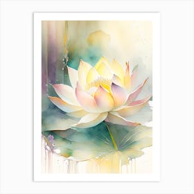 Sacred Lotus Storybook Watercolour 1 Art Print