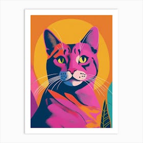 Pink Cat Portrait Art Print