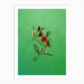 Vintage Tangier Pea Flower Botanical Art on Classic Green n.0105 Art Print