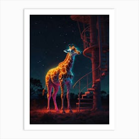 Neon Giraffe 5 Art Print