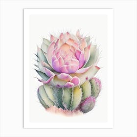 Acanthocalycium Cactus Pastel Watercolour 1 Art Print