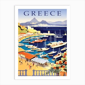 Greece, Boats on a City Port Art Print