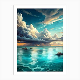 Cloudy Sky Over The Ocean Art Print