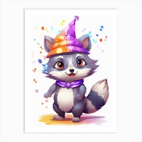 Cute Kawaii Cartoon Raccoon 7 Art Print