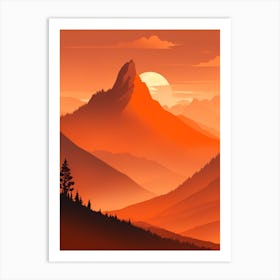 Misty Mountains Vertical Composition In Orange Tone 216 Art Print