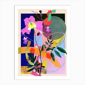 Veronica 4 Neon Flower Collage Art Print