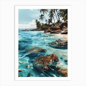 Tropical Beach With Palm Trees 2 Art Print