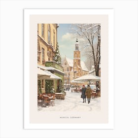 Vintage Winter Poster Munich Germany 1 Art Print