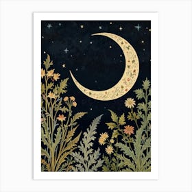 Moon Night Style William Morris 8 Art Print