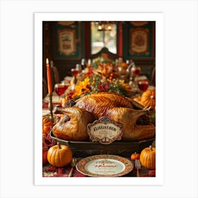 Authentic Turkey Centerpiece Bursting With The Warm Hues Of A Thanksgiving Festival Theme Position (6) Art Print