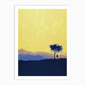Silhouette Of A Lone Tree, Minimalism Art Print
