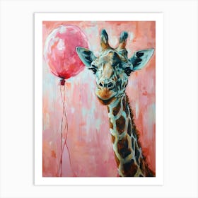 Cute Giraffe 3 With Balloon Art Print