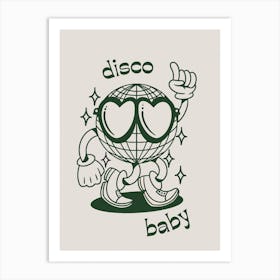 Disco Baby Retro Cartoon Art Print