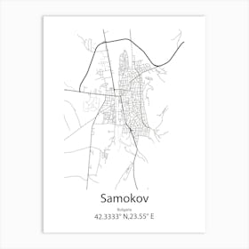 Samokov,Bulgaria Minimalist Map Art Print