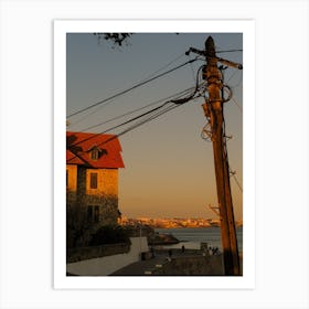 Orange Sunset Lisbon Beach Portugal Art Print