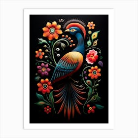 Folk Bird Illustration Pheasant 5 Art Print