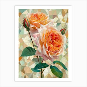 English Roses Painting Rose Geometric 6 Art Print