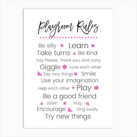 Playroom Rules Pink Art Print