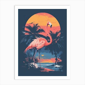 Greater Flamingo Tanzania Tropical Illustration 3 Art Print