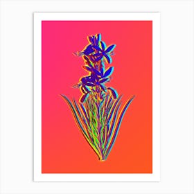 Neon Yellow Asphodel Botanical in Hot Pink and Electric Blue n.0512 Art Print