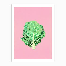 Crisp Cabbage Cut Pink Minimalist Painting Art Print
