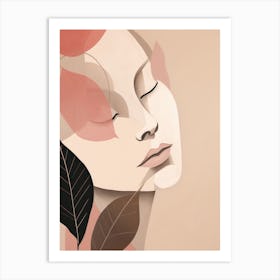 Portrait Of A Woman With Leaves 3 Art Print