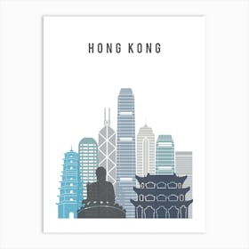 Hong Kong Skyline In Blue Art Print